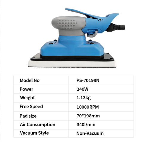 PANDAS 70 * 198 Non Vacuum Rectangular Pneumatic Grinding Machine for Cars, Dust Grinding Machine, Non Vacuum Dry Grinding Machine