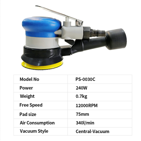 PANDAS Industrial grade 3-inch central suction sandpaper machine pneumatic polishing machine high-speed polishing machine