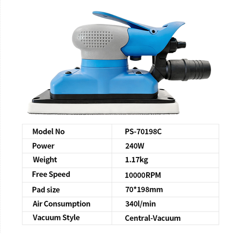 PANDAS 70 * 198 central suction rectangular pneumatic polishing machine, pneumatic sandpaper polishing machine, automotive putty polisher
