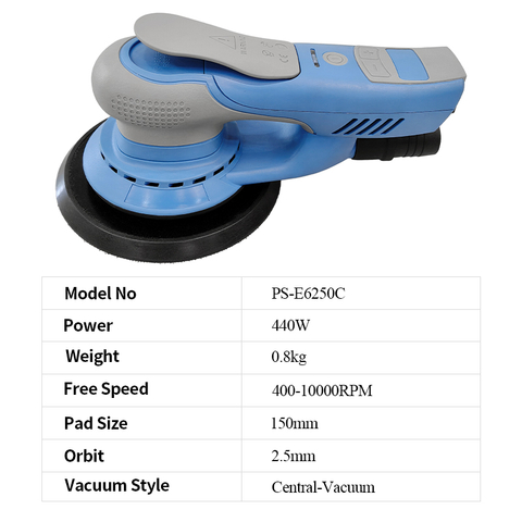 Pandas 6-inch 400-10000rpm 2.5mm orbit industrial grade variable speed brushless electric random track sanding machine