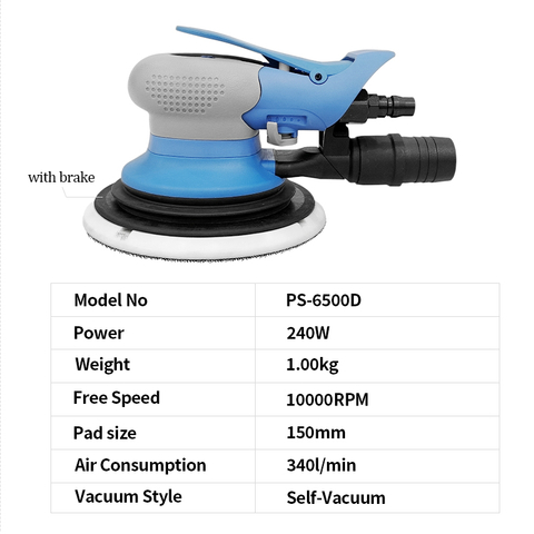 PANDAS Pneumatic dry grinder industrial grade 6-inch self suction car furniture polishing pneumatic sandpaper machine